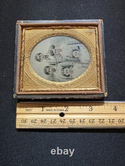 Antique 1860s Tintype 1/6 Plate Family of 5 Children Cased Photo Civil War Era