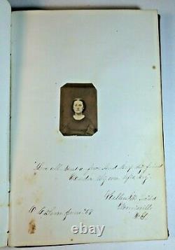 Antique 1862-3 Autograph Album Cazenovia oc Seminary Civil War Era 38 Photos