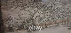 Antique 1869 Post Civil War Bird's Eye View Of Lexington, MO. Lafayette. Framed