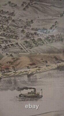 Antique 1869 Post Civil War Bird's Eye View Of Lexington, MO. Lafayette. Framed