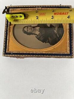 Antique 1/4 Quarter Plate Ambrotype Photo Pretty Young Woman Civil War Era Lady