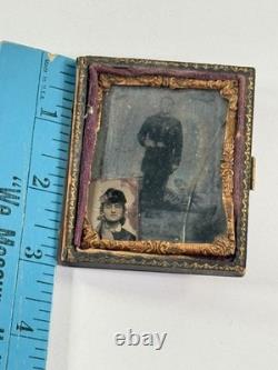 Antique 1/9th Plate Union Civil War Soldiers Photo Tintype KS IL cased