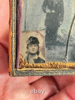 Antique 1/9th Plate Union Civil War Soldiers Photo Tintype KS IL cased