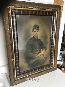 Antique Ambrotype copy to Paper, Civil War Photo Framed