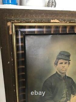 Antique Ambrotype copy to Paper, Civil War Photo Framed