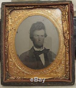 Antique American Man CIVIL War Era Unusual Big Long Hair Shaggy Tintype Photo