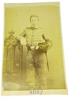 Antique CDV Civil War Soldier with Sword and U. S. Belt Buckle Photo