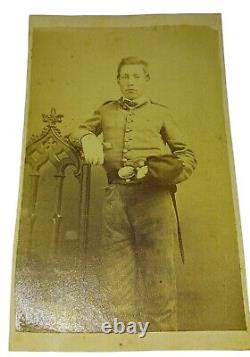 Antique CDV Civil War Soldier with Sword and U. S. Belt Buckle Photo