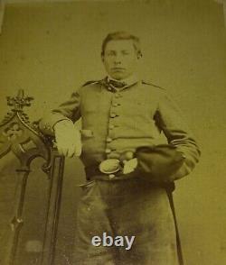 Antique CDV Civil War Soldier with Sword and U. S. Belt Buckle Photo