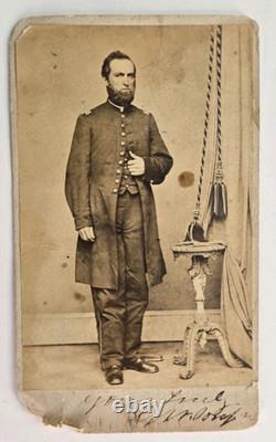 Antique CDV Photo ID'd Signed Union Civil War Officer Soldier Military Uniform