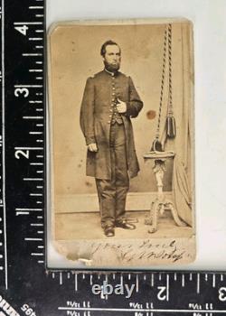 Antique CDV Photo ID'd Signed Union Civil War Officer Soldier Military Uniform