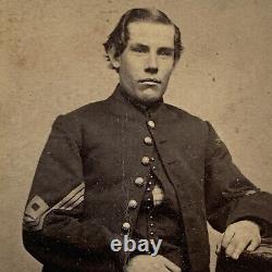 Antique CDV Photograph Handsome Young Civil War Soldier Sergeant Hartford CT