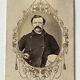 Antique Cdv Photograph Man Mustache Working Class Pea Coat Hat Civil War Era