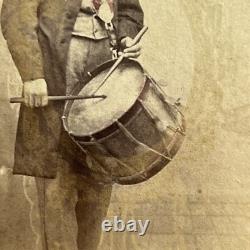 Antique CDV Photograph Man Playing Tenor Drum ID Henry Gleason Military Band
