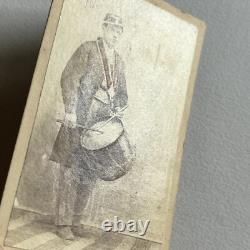 Antique CDV Photograph Man Playing Tenor Drum ID Henry Gleason Military Band