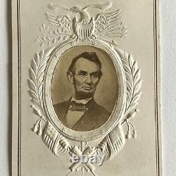 Antique CDV Photograph President Abraham Lincoln Embossed Eagle Flags Civil War