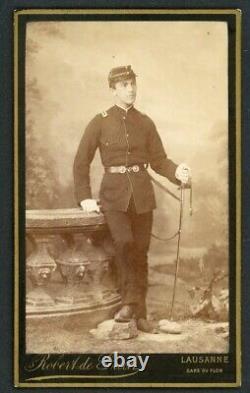 Antique CDV Portrait Photo French Officer American Civil War Uniform Kepi Sword