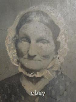 Antique CIVIL War American Folk Art Grandmas Hands Girl Tintype Full Plate Photo