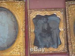 Antique CIVIL War Era Ambrotype Photos Set Of 9 Stevens Family In Frame