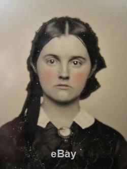 Antique CIVIL War Era Ambrotypes Photos Teen Girl Hidden Man Victorian Hairdo