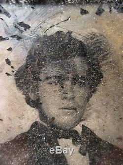 Antique CIVIL War Era Ambrotypes Photos Teen Girl Hidden Man Victorian Hairdo