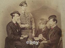 Antique CIVIL War Era Gamblers Dollar Bills Poker Diamonds Tamaqua Pa CDV Photo