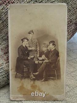 Antique CIVIL War Era Gamblers Dollar Bills Poker Diamonds Tamaqua Pa CDV Photo