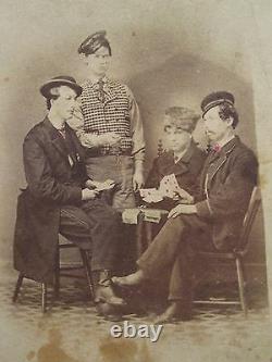 Antique CIVIL War Era Gamblers Dollar Bills Poker Diamonds Tamaqua Pa CDV Photo