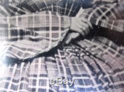 Antique CIVIL War Era Hoop Skirt Princess Leia Hair Design Style Tintype Photo