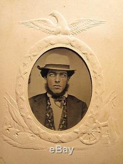 Antique CIVIL War Era Id'd Josie Baton Louisiana Canon Eagle Flag Tintype Photo