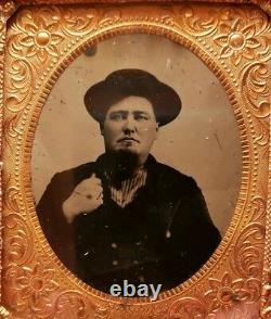 Antique CIVIL War Era Southern Gentleman Portrait Hat Tintype Photo Florida Fl