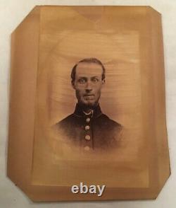 Antique CIVIL War Prisoner Albumen Framed Photograph Mass Vols Salisbury Prison