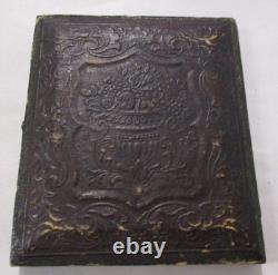 Antique CIVIL War Tin Type Soldier In Half A Gutta Purcha Frame