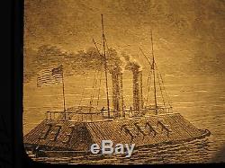 Antique CIVIL War Union Ironclad Ships American Flag Ex Paine Collection Photo