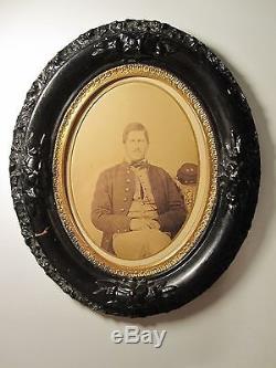 Antique CIVIL War Union Soldier Buttons Kepi #3 Large Rare Photo Last Found Ma