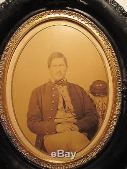 Antique CIVIL War Union Soldier Buttons Kepi #3 Large Rare Photo Last Found Ma