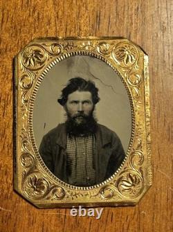Antique Civil War Ambrotype Photograph 1862 2c Stamp IRS Bank Check On Back