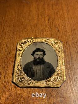 Antique Civil War Ambrotype Photograph 1862 2c Stamp IRS Bank Check On Back