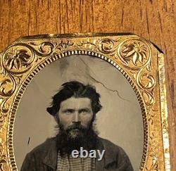 Antique Civil War Ambrotype Photograph 1862 2c Stamp IRS Bank Check On Back