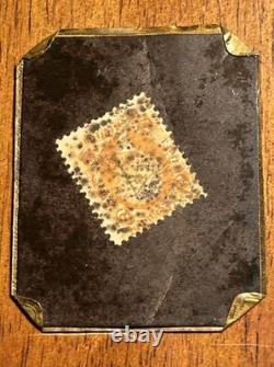 Antique Civil War Ambrotype Photograph 1862 2c Stamp IRS Bank Check On Back