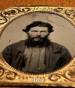 Antique Civil War Ambrotype Photograph 1862 2c Stamp IRS Bank Check On Back