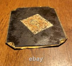 Antique Civil War Ambrotype Photograph 1862 2c Stamp IRS Bank Check On Back