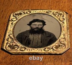 Antique Civil War Ambrotype Photograph 1862 2c Stamp IRS Bank Check On Back