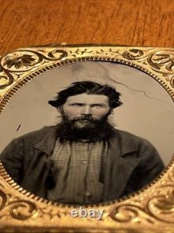 Antique Civil War Ambrotype Photograph 1862 2c Stamp IRS Bank Check On Back