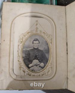 Antique Civil War CDV Photo Album Military Soldiers Novelty PIERCE Family 1860s