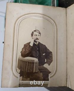Antique Civil War CDV Photo Album Military Soldiers Novelty PIERCE Family 1860s