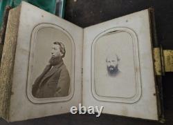 Antique Civil War CDV Photo Album Military Soldiers Novelty PIERCE Family 1860s
