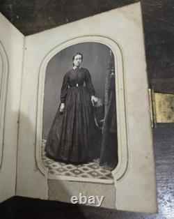 Antique Civil War CDV Photo Album Military Soldiers Novelty PIERCE Family 1860s