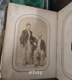 Antique Civil War CDV Photo Album Military Soldiers Novelty PIERCE Family 1860s