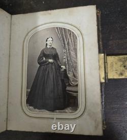 Antique Civil War CDV Photo Album Military Soldiers Novelty PIERCE Family 1860s